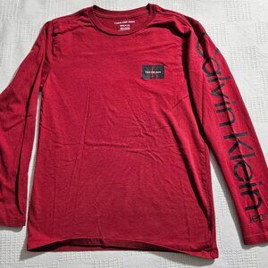 Calvin Klein Boys  Red Long Sleeve Shirt Pullover Size Small